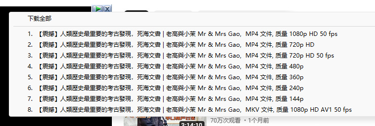 IDM 自动捕获网页视频并选择清晰度下载